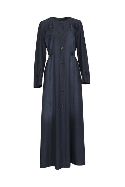 Soydan Güner Kadın Denim Beli Lastikli Lacivert Pardesü