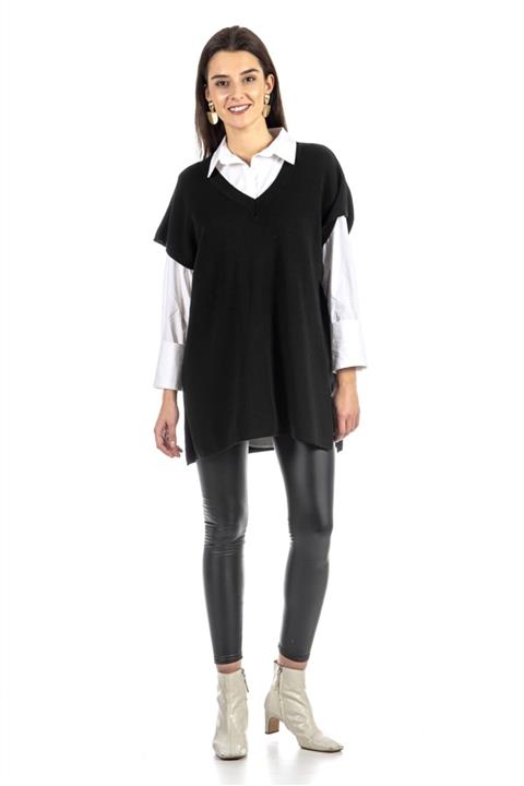 Coral Kadın Siyah V Yaka Süveter