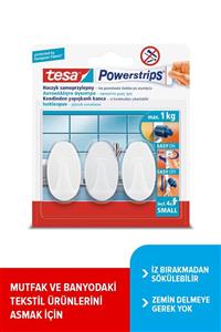 Tesa Powerstrips Askı Küçük Oval Kendinden Yapışkanlı, Çıkarılabilir, beyaz