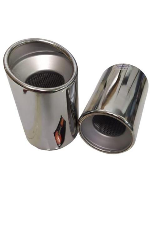 YAVAS OTO Yo 645 60x100 Krom Yuvarlak Yan Kesik Dolu Uzun Egzoz Ucu Paslanmaz