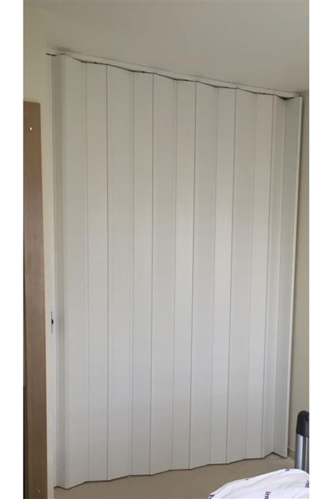 ERİKMANN Akordiyon Pvc Kapı Beyaz Camsız Tek Açılım 177 X 220 Cm