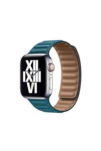 Fibaks Apple Watch 2 3 4 5 6 7 Se Nike 42 44 45mm Uyumlu  Kordon Kayış Bileklik Baklalı Leather Deri