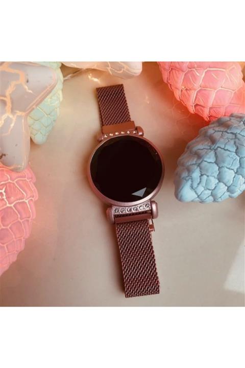 FLY BAZAAR Safir Dokunmatik Led Ekran Mıknatıslı Kordon Bayan Kol Saati