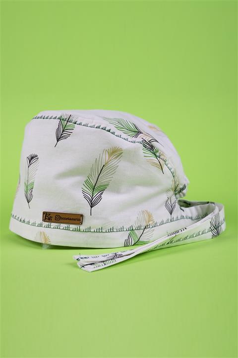 Best Bone Yeşil Tüy Desenli Cerrahi Bone