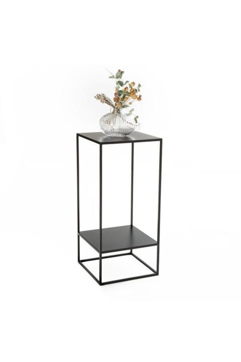 alkametal Siyah Çiçeklik Yan Sehpa