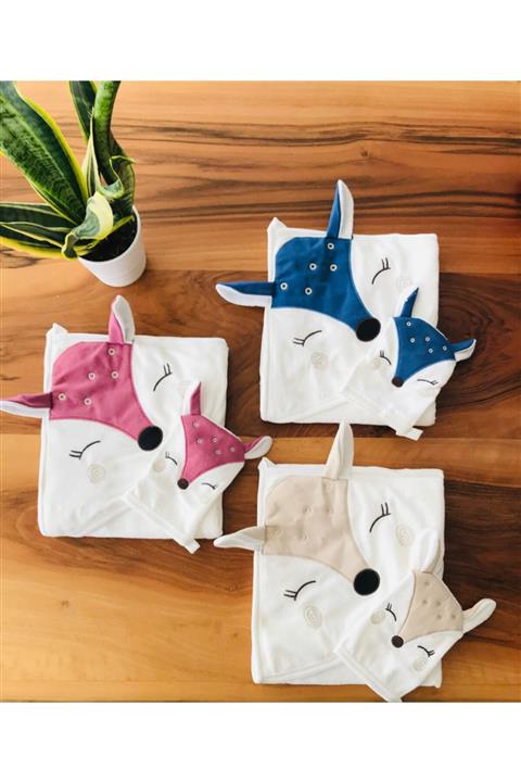 Babyline Aş Pembe Ceylan Nakışlı Bebek Havlu