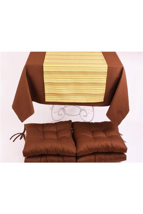 YASTIKMİNDER Koton Kahve 4 Lü Minder Seti