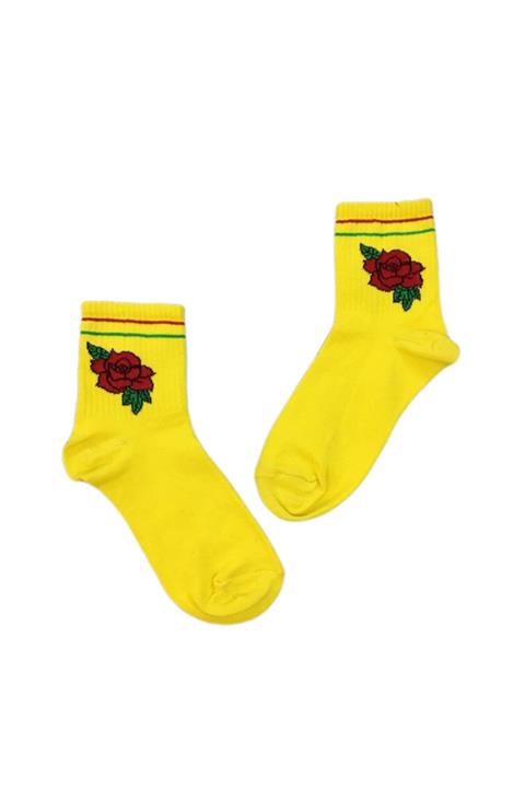 mona çorap Unisex Gül Desenli Kolej Çorap