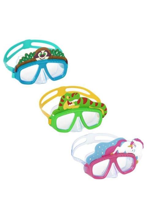 BESTWAY Unisex Çocuk Renkli Hydro-swim Hayvan Figürlü Yüzücü Gözlüğü 22064