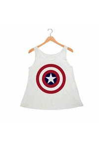 Alfa Tshirt Kadın Captain America Atlet Standart Kesim