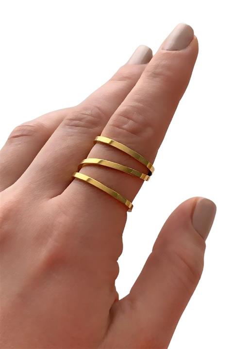 Çlk Accessories Çelik Ayarlanabilir Üç Sıra Çelik Yüzük Tryüzük1168 Y34003