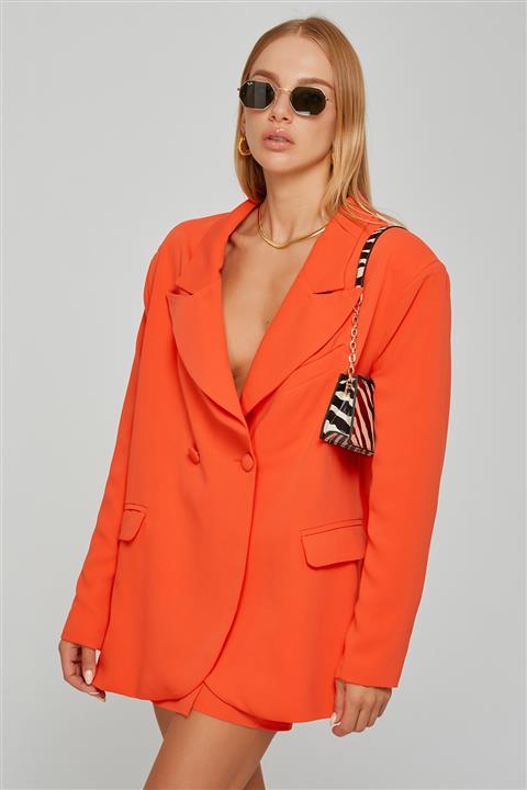 FREESTYLER APPAREL Kadın Turuncu Blazer Etek Takim