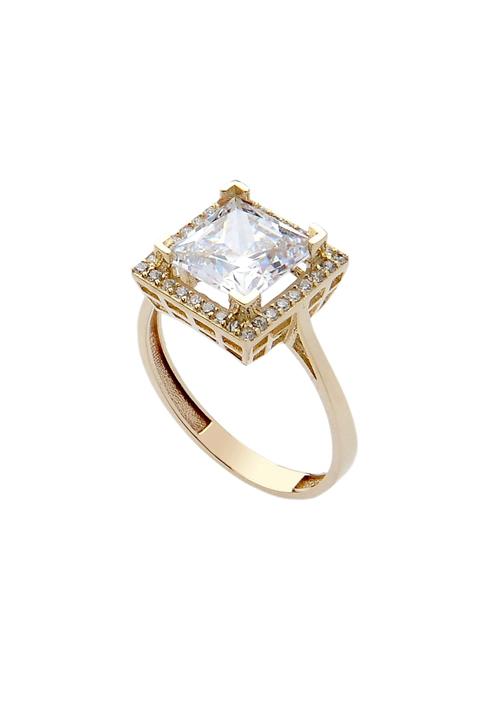 Altınaşkı Kare Tektaş Altın Yüzük