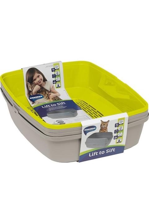 Moderna Elekli Kedi Tuvaleti Jumbo Gri-sarı 43x57x27h Cm