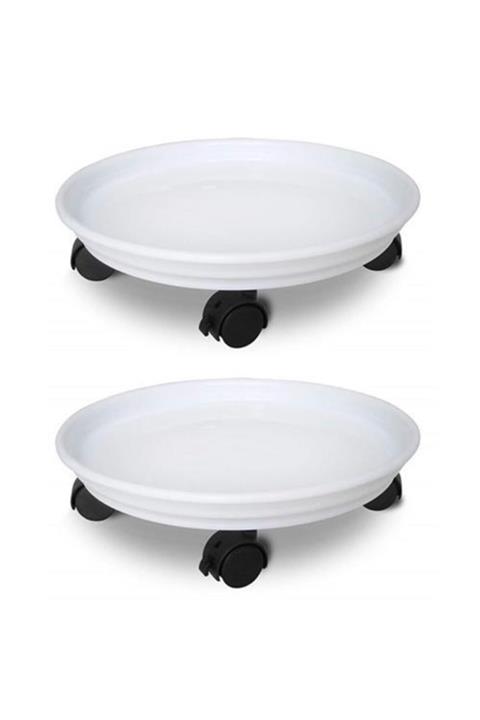 MağazanYanında Transformacıon 2 Li 25 Cm Tekerlekli Saksı Altlığı Seti Beyaz
