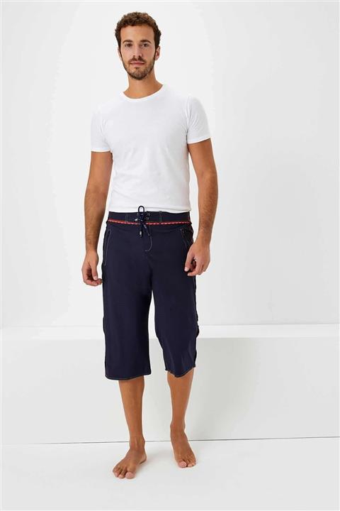 Haşema Erkek Lacivert Desenli Uzun Havuz Şortu