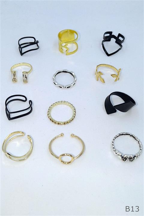 Retro 12'li Eklem Yüzük Seti (b13)