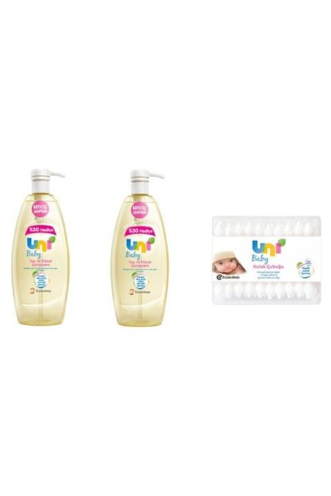 Uni Baby Sensitive Şampuan 900 ml (2 Adet) + Emniyetli 60''lı Kulak Çubuğu