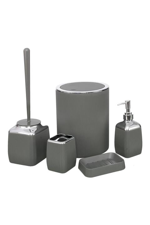 Foreca 5 Li Çöp Kovası Banyo Seti Yeşil Çizgili