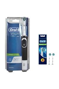 OralB Vitality D 100 Cross Action Black Elektrikli Diş Fırçası + 2 Yedek Başlık