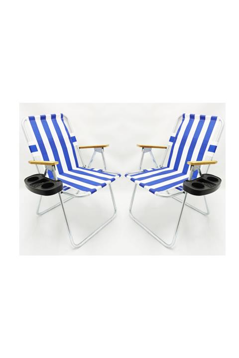 AVSA Lacivert Çubuklu Aparatlı Kamp Sandalyesi 2 Adet