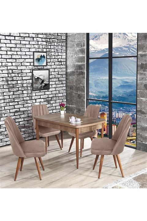 N Süper EN SÜPER KELEBEK YEMEK MASA TAKIMI Açılır Yemek Masası Seti  Mutfak Masası Takımı Mutfak Takımı Krem