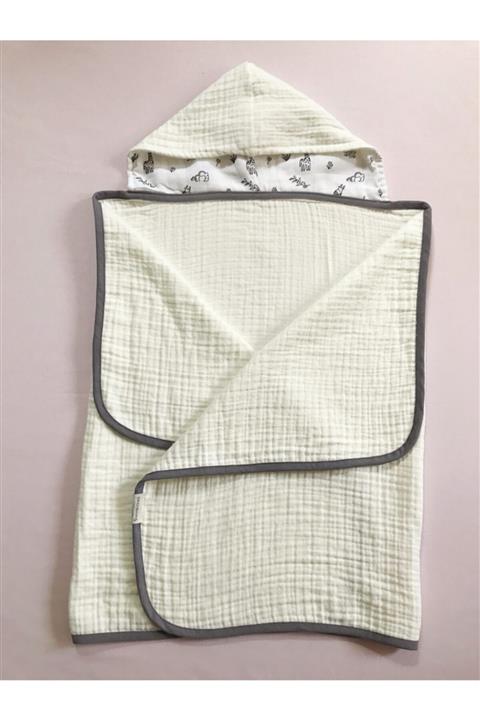 Cocoonns Bebek Müslin Kapüşonlu Havlu  Zürafa Desenli