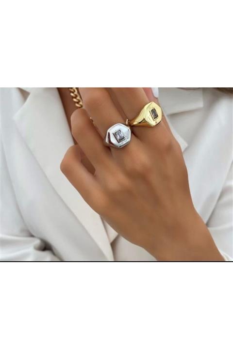 GİZELLA'S TAKI Kadın Çelik Eklem Yüzük