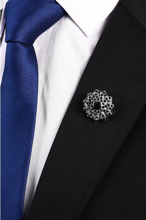 Esgue Taşlı Yaka Broş Lacivert