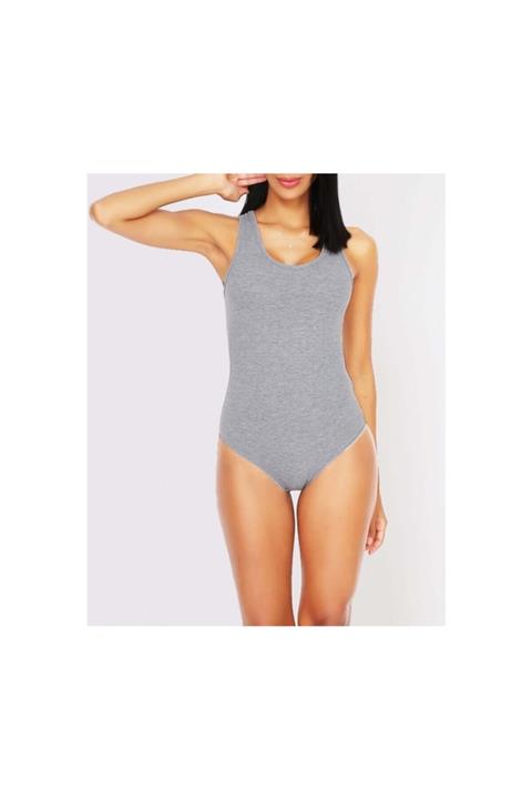 Tutku Kadın 6'lı Paket Kalın Askılı Likralı Kancalı Çıtçıtlı Body Zıbın (gri)