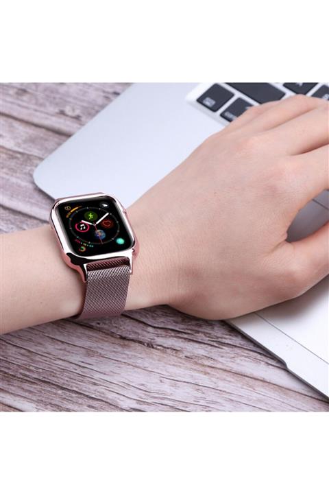 Bilişim Aksesuar Apple Watch 2 3 4 5 6 Uyumlu Se 38 Mm 40 Mm Hasır Örgü Metal Kasalı Milano Kordon Kayış