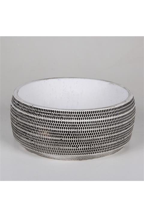 VeraMaya Damla Şerit Desen Aranjman Eskitme Beton Saksı 23x10 Cm