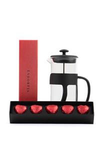 endorfia 500 Ml French Press Ve Single Slim Fıstıklı Kalp Çikolata Kırmızı