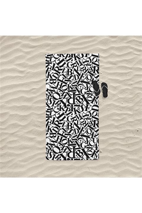 decoars Siyah Figürlü Özel Tasarım Plaj Havlusu