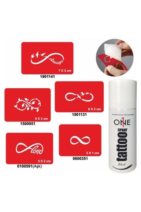 alsepeteavm Doğal Siyah Geçici Dövme Seti Spray Tattoo Set 9