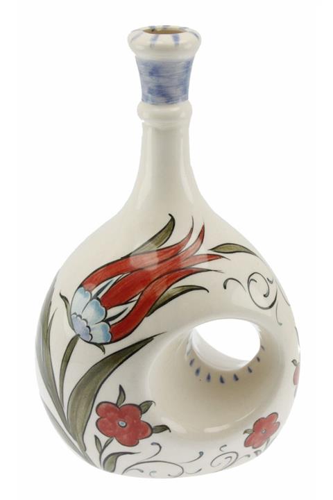 OTANTİK ÇİNİ Beyaz Desenli Mutfak Tipi Yağ Şişesi  900 ml