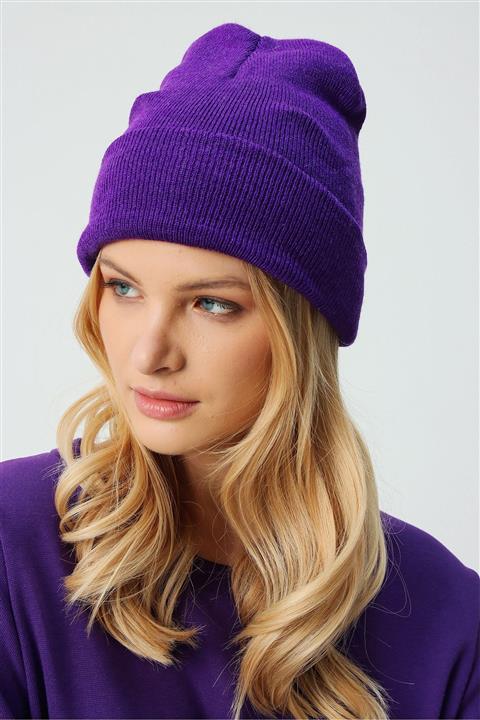 Trend Alaçatı Stili Kadın Mor Basic Bere ALC-A2035