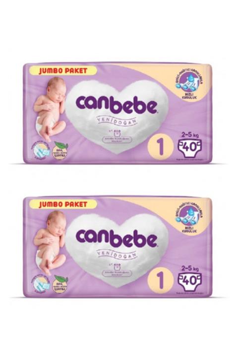 Canbebe 1 Beden Avantaj Yenidoğan Bebek Bezi 2 - 5 kg 2 Paket 80 Adet
