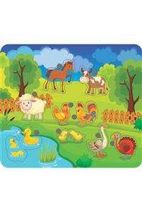 Biomak Çocuklar Için Eğitici Oyuncak & Ahşap Hayvan, Çiftlik Puzzle Ebat 30x26