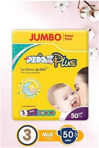 Pedo Plus Jumbo 50 Adet Midi 3 Numara Bebek Bezi 4-9kg