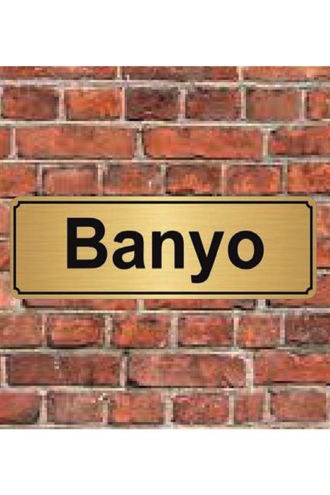 hediyelikevi Altın Renk 10x20 Cm Banyo Yazılı Metal Yönlendirme Levhası