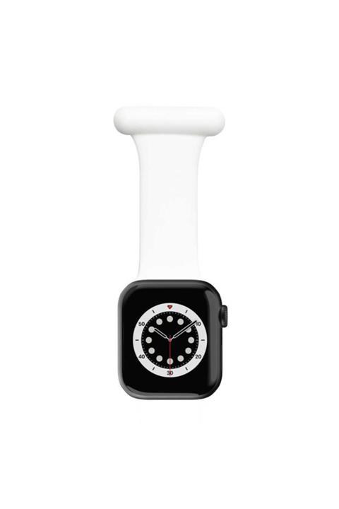 Apple Watch Series 6 44 Mm Uyumlu  Katlamalı Metal Kordon Kayış Beyaz + Popsocket