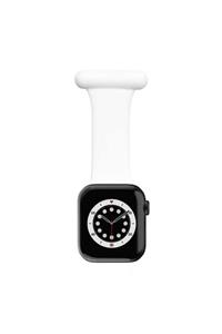 Apple Watch Series 6 44 Mm Uyumlu  Katlamalı Metal Kordon Kayış Beyaz + Popsocket