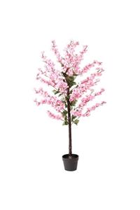 Nettenevime Yapay Ağaç Bahardalı Ağacı Pembe Japon Kiraz Çiçeği Sakura Çiçeği 127x70cm Siyah Plastik Saksılı