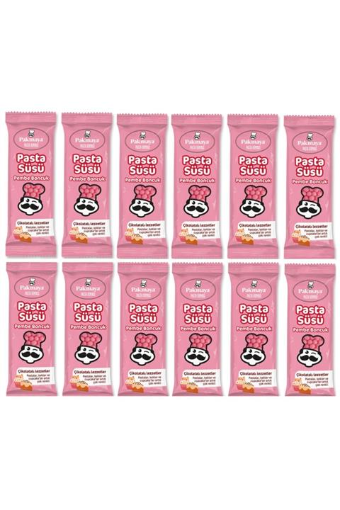 Pakmaya Pasta Süsü Pembe Boncuk 15 Gr X 12 Adet