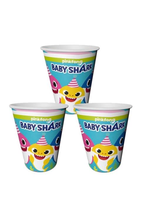 BalonEvi Baby Shark Temalı Karton Bardak 8 Adet