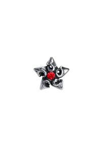 northstarshop Kırmızı Yıldız Zirkon Taşlı Motorcu Modern Erkek Çelik Küpe (tekli)