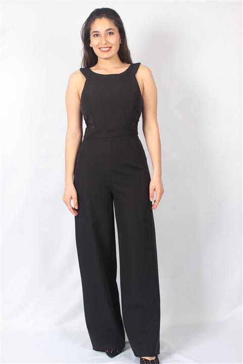 Sude Krep Kumaş Siyah Tulum Abiye 66957