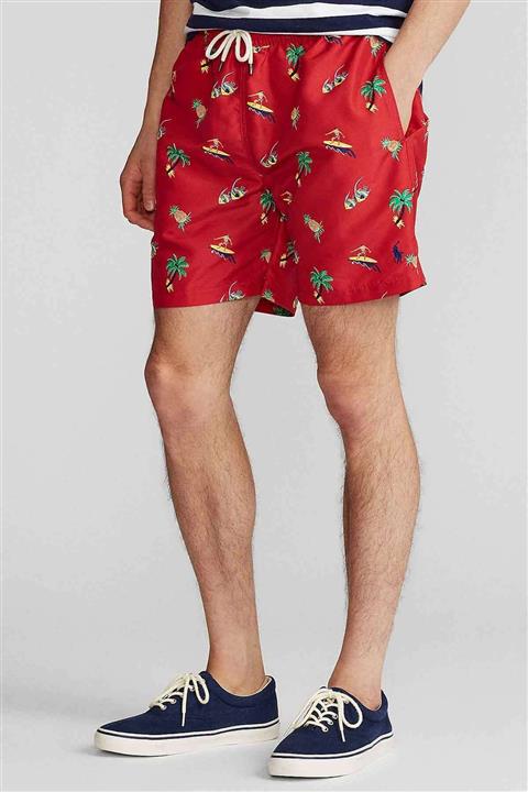 Polo Ralph Lauren Erkek Kırmızı Desenli Şort Mayo