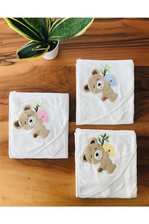 Babyline Aş Balkovanlı Ayı Nakışlı Bebek Havlu